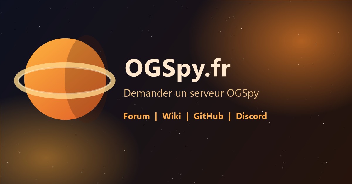 Visuel OGSpy.fr dans un univers spatial orangé